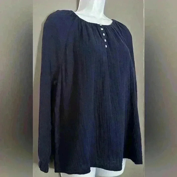 NYC Trends Blue Gauze Women's Blouse (303) - Picture 2 of 8